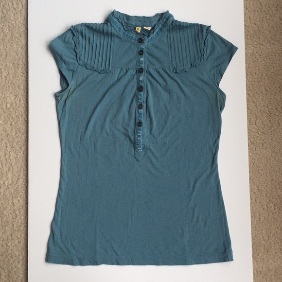 Anthropologie Tops - Anthropologie Dusty Blue Cap Sleeve Tee